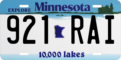 MN license plate 921RAI