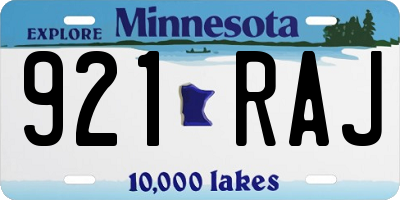 MN license plate 921RAJ