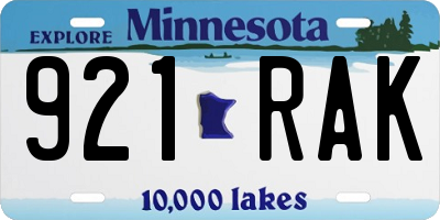MN license plate 921RAK