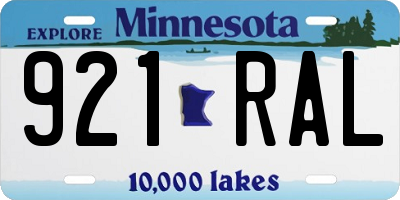 MN license plate 921RAL