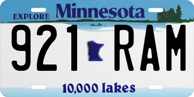 MN license plate 921RAM