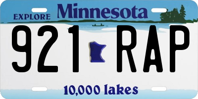 MN license plate 921RAP
