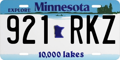 MN license plate 921RKZ