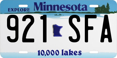 MN license plate 921SFA