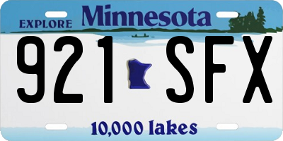 MN license plate 921SFX