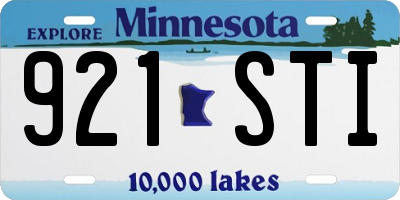 MN license plate 921STI