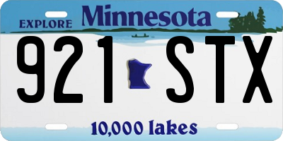 MN license plate 921STX