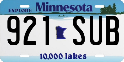 MN license plate 921SUB