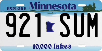 MN license plate 921SUM