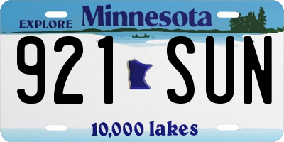 MN license plate 921SUN