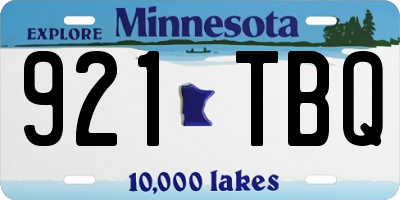 MN license plate 921TBQ