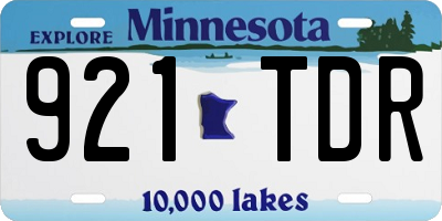 MN license plate 921TDR
