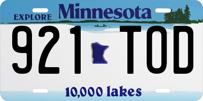 MN license plate 921TOD
