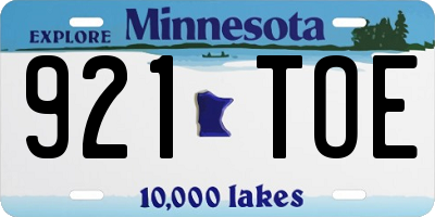 MN license plate 921TOE