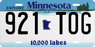MN license plate 921TOG