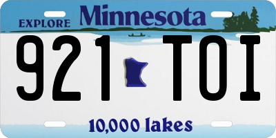 MN license plate 921TOI