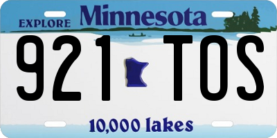 MN license plate 921TOS