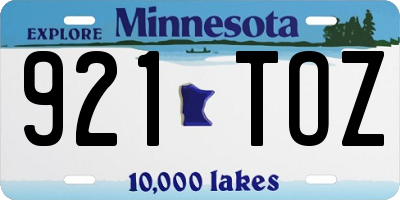 MN license plate 921TOZ
