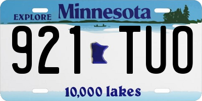 MN license plate 921TUO