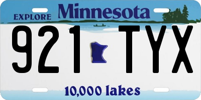 MN license plate 921TYX