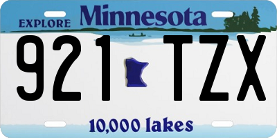 MN license plate 921TZX