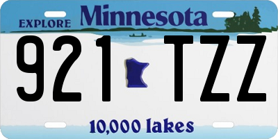MN license plate 921TZZ