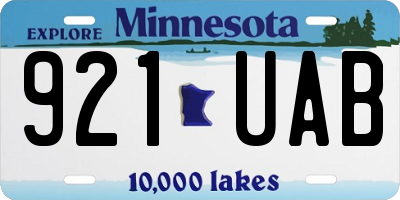 MN license plate 921UAB