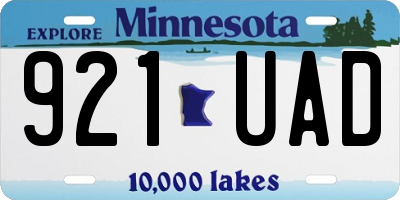 MN license plate 921UAD