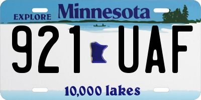 MN license plate 921UAF