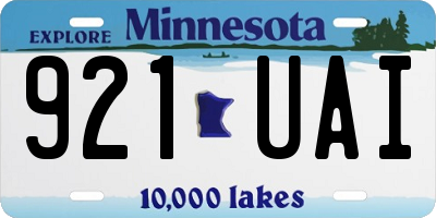 MN license plate 921UAI