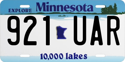 MN license plate 921UAR