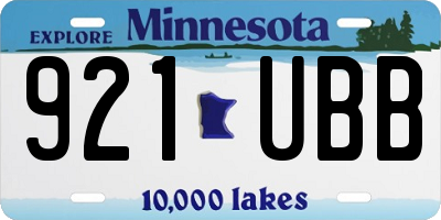 MN license plate 921UBB
