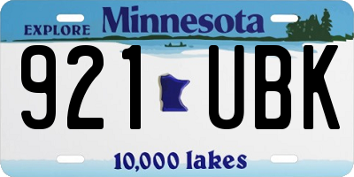 MN license plate 921UBK