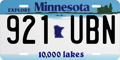 MN license plate 921UBN