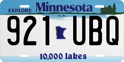 MN license plate 921UBQ
