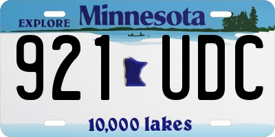 MN license plate 921UDC