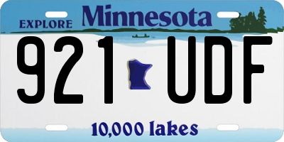 MN license plate 921UDF