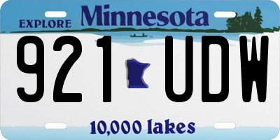 MN license plate 921UDW