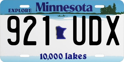 MN license plate 921UDX