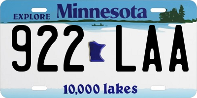 MN license plate 922LAA