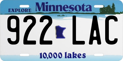 MN license plate 922LAC