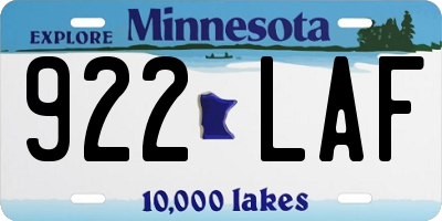 MN license plate 922LAF