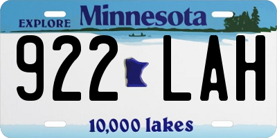 MN license plate 922LAH