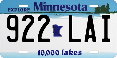 MN license plate 922LAI