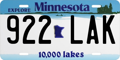 MN license plate 922LAK