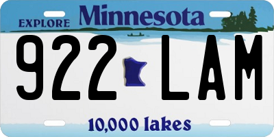 MN license plate 922LAM