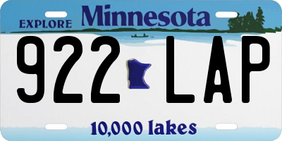 MN license plate 922LAP