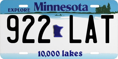 MN license plate 922LAT
