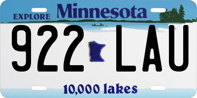 MN license plate 922LAU