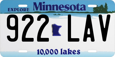 MN license plate 922LAV